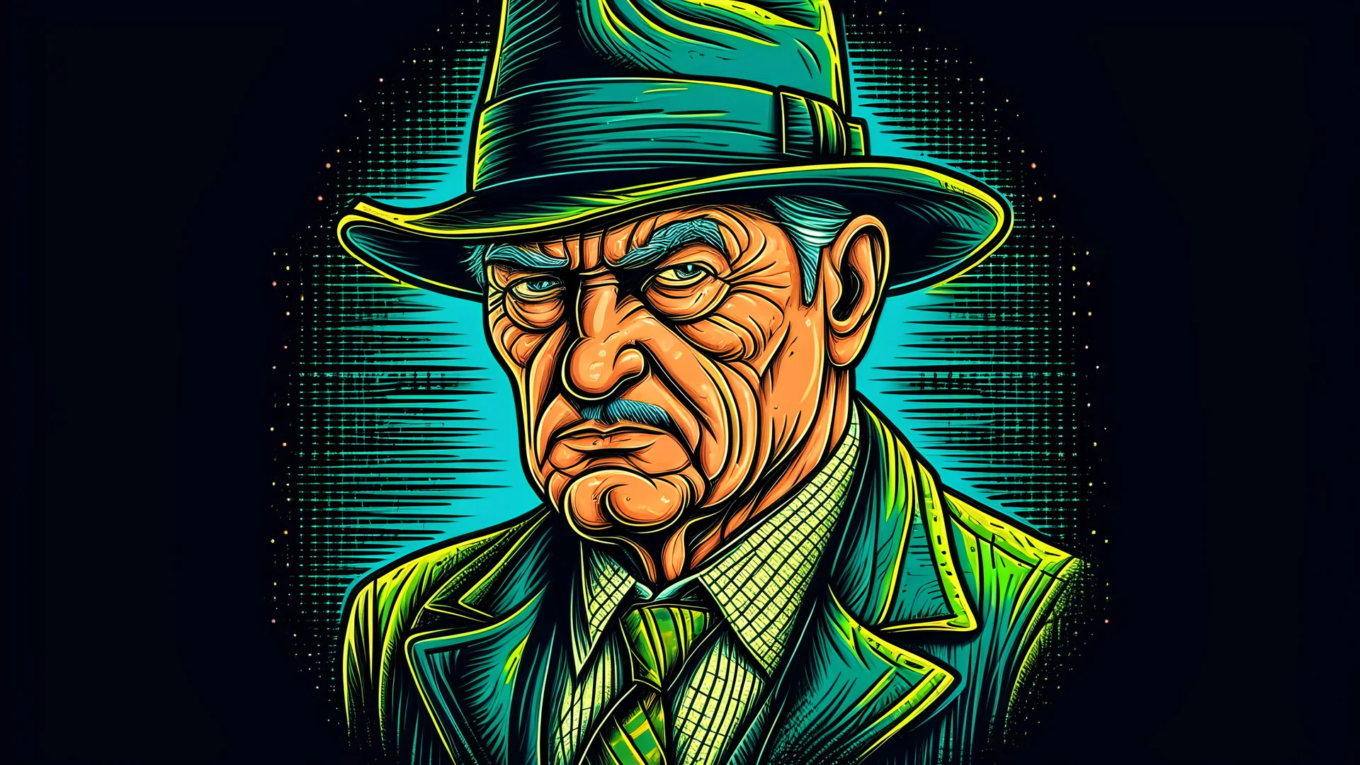 masterpiece, Elderly Gangster Boss: Picture a seasoned and cunning elderly individual, dressed in sharp suits and donning a fedora, leading a notorious gang with wisdom and authority. Their experience and strategic mind make them a formidable force in the criminal underworld. vector style, t-shirt design, high details, 8k, ultra hd
