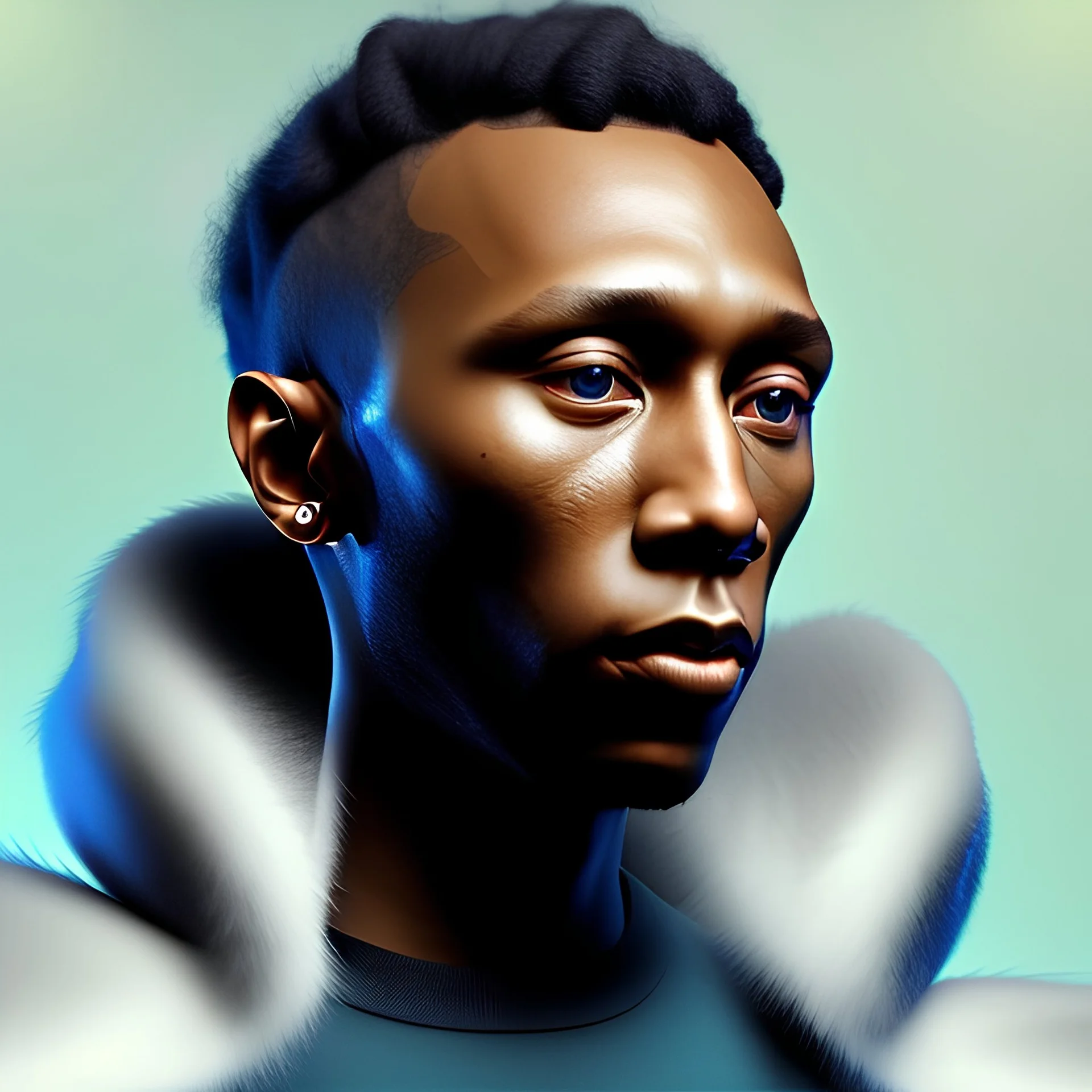 Mos Def, rapper, Medium Close Up Portrait, Front image. feather jacket, photo studio. 80´s aesthetic, realistic photography, Avatar image, highly detailed, smooth, unreal engine 5, ray tracing, RTX, lumen lighting, ultra detail, volumetric lighting, 3d, high definition, high resolution.