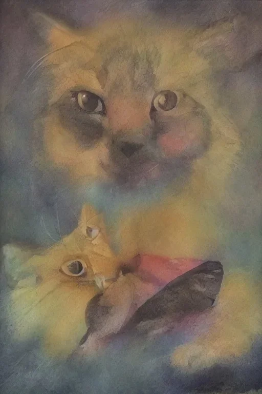 painting of a happy cat