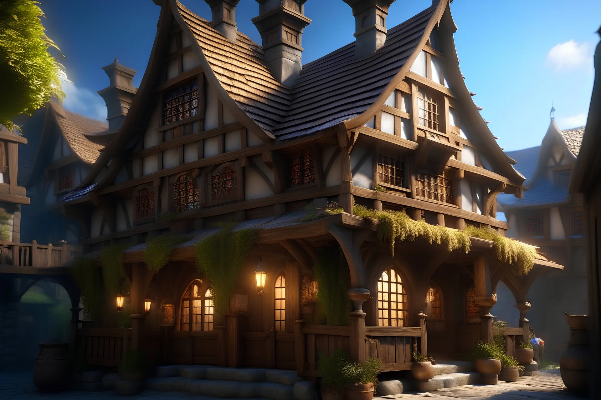 medieval inn of a fantasy tow