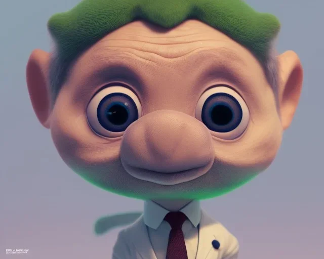 tiny cute {Mr.Bean} toy, standing character, soft smooth lighting, soft pastel colors, skottie young, 3d blender render, polycount, modular constructivism, pop surrealism, physically based rendering, square image, evil ,