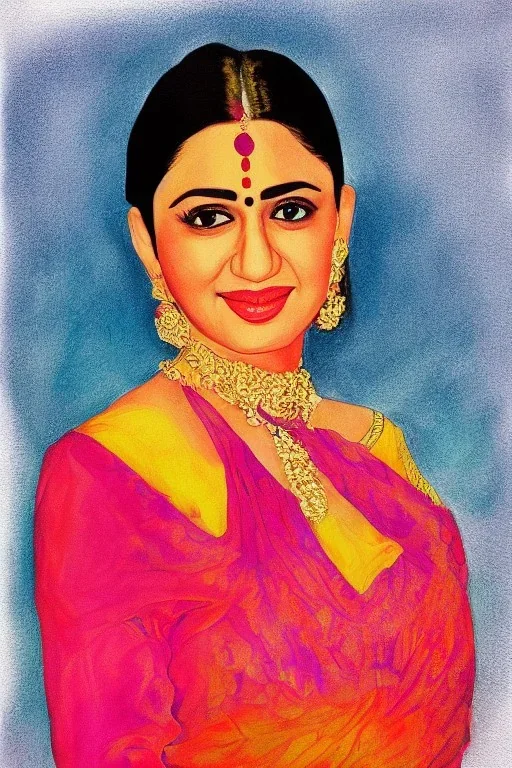 Portrait lady, full body shot, full-color medium shot style of Bollywood