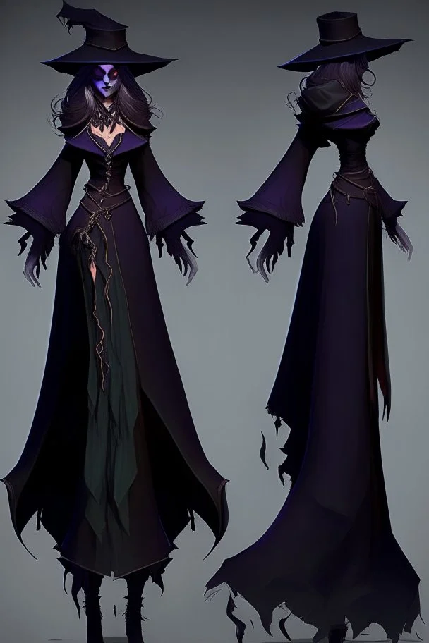 witch necromancer female dress turnaround