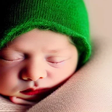 newborn baby from a green leaf