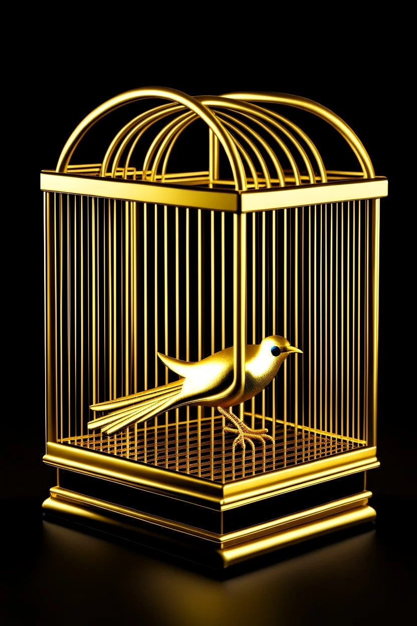 babylon reprsented by gold twitter bird logo captured in a caged box in a box