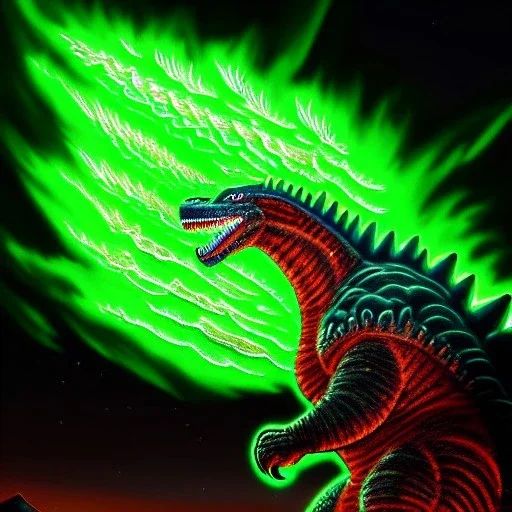 ultra detailed fullbody Drawing of Mech Godzilla ,with glowing Green eyes, extremely detailed digital painting, intrincate, extremely detailed face,crystal clear Big eyes, in the style of Pixar , mystical colors , perfectly centered image, perfect composition, rim light, beautiful lighting, 8k, stunning scene, raytracing