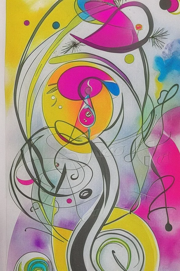 Kandinsky ink transfer art impasto oil