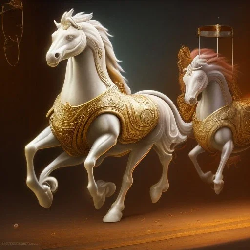 a carousel horse with bar, 1800s, chiaroscuro lighting , 8k UHD, beautiful, realistic, matte painting, centered, illustration, baroque, muted colors,renaissance, artwork, high-quality, rocco, greg rutowski, howard lyon, brian froud, anne stokes