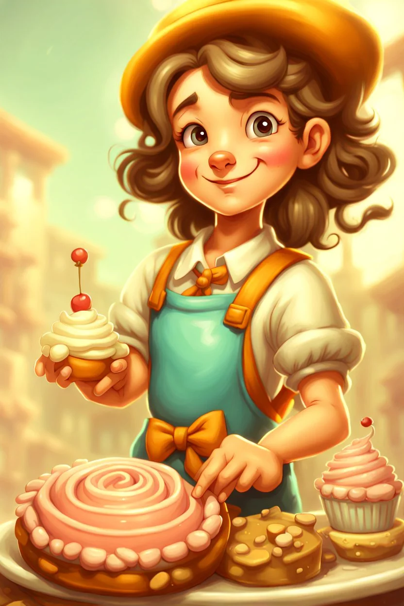 a cartoon character thirty years old confectioner , an ultrafine detailed painting by senior character artist, featured on polycount, sots art, artstation hd, 2d game art, behance hd
