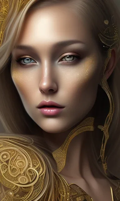 Portrait of beautiful women, correct facial symmetry, golden crown, golden hair, dark background, white flowers, loish style, painting, 8k, colorful, brush strokes,