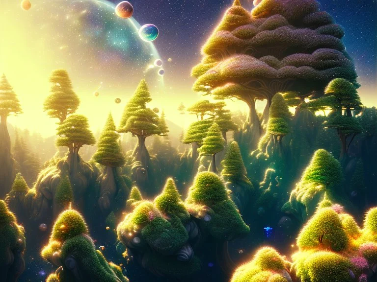 gold crystal cosmic and galactic ambiance hill sky sea ocean space galaxy rocks sunny trees pools surreal, full of details, smooth, bright sunshine，soft light atmosphere, light effect，vaporwave colorful, concept art, smooth, extremely sharp detail, finely tuned detail, ultra high definition, 8 k, unreal engine 5, ultra sharp focus