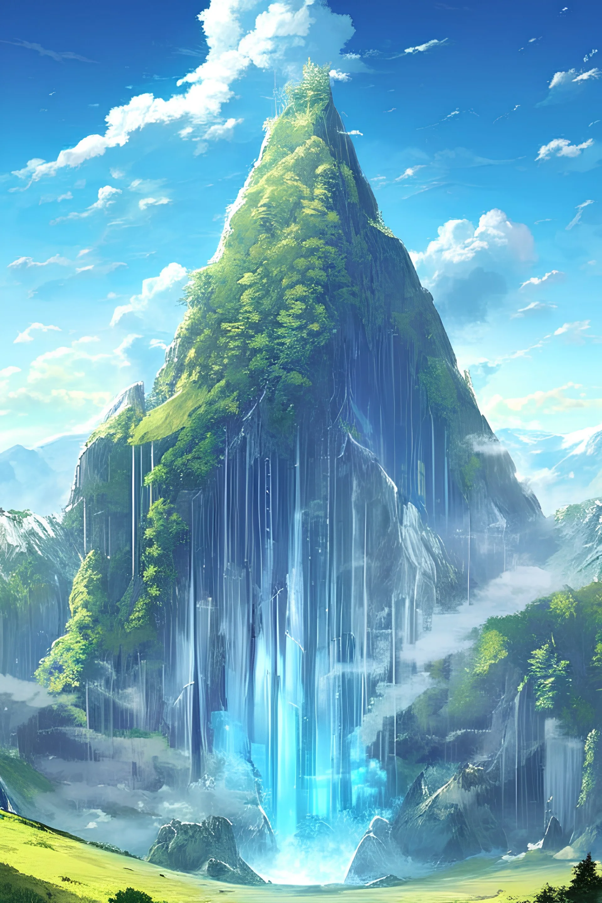 mountains, blue sky,