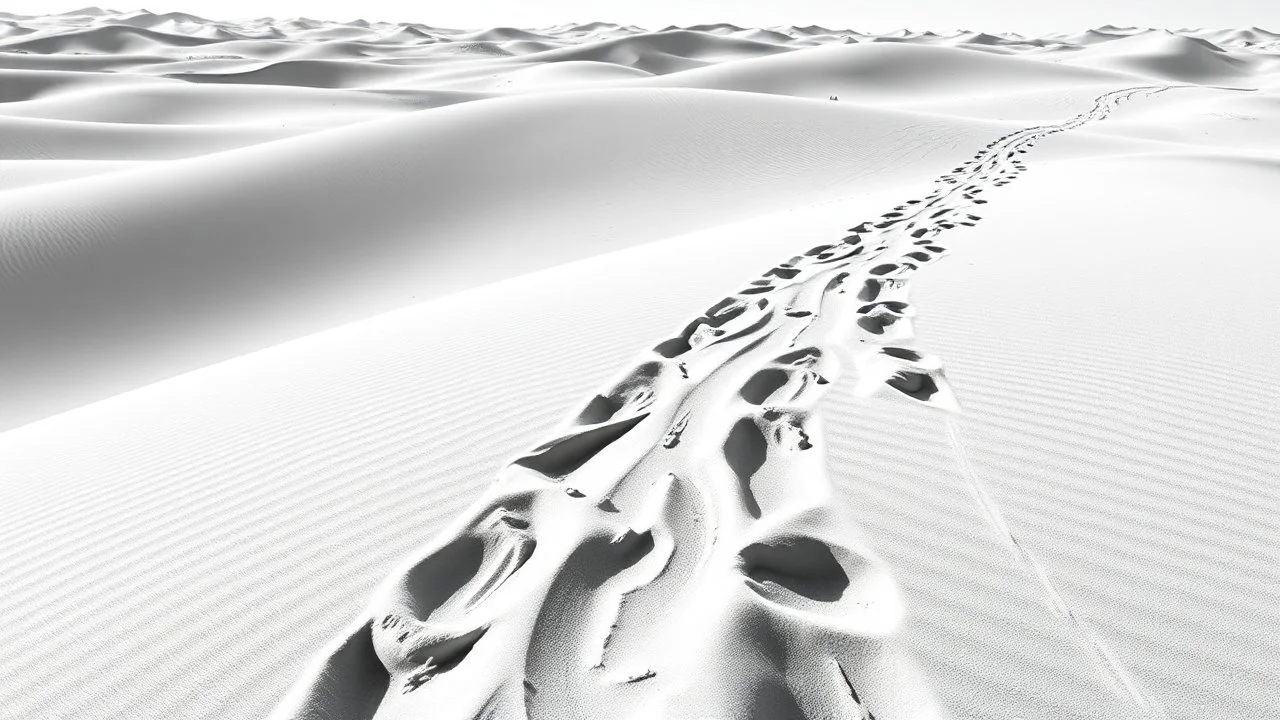 following a trail of multiple tire tracks in the desert, black on white vector