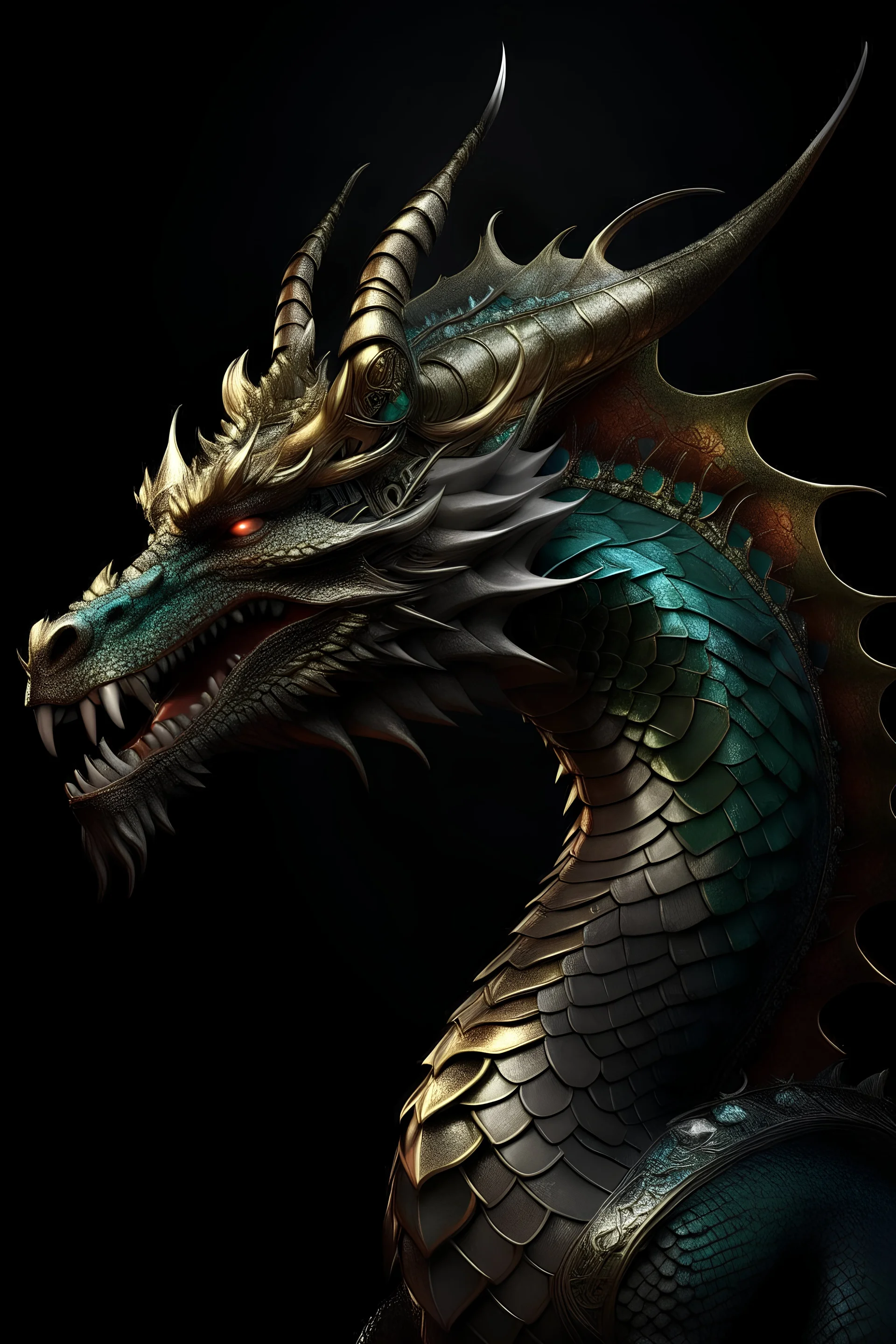 beautiful dragon with his king's crown representing authority, medieval and fantastic art