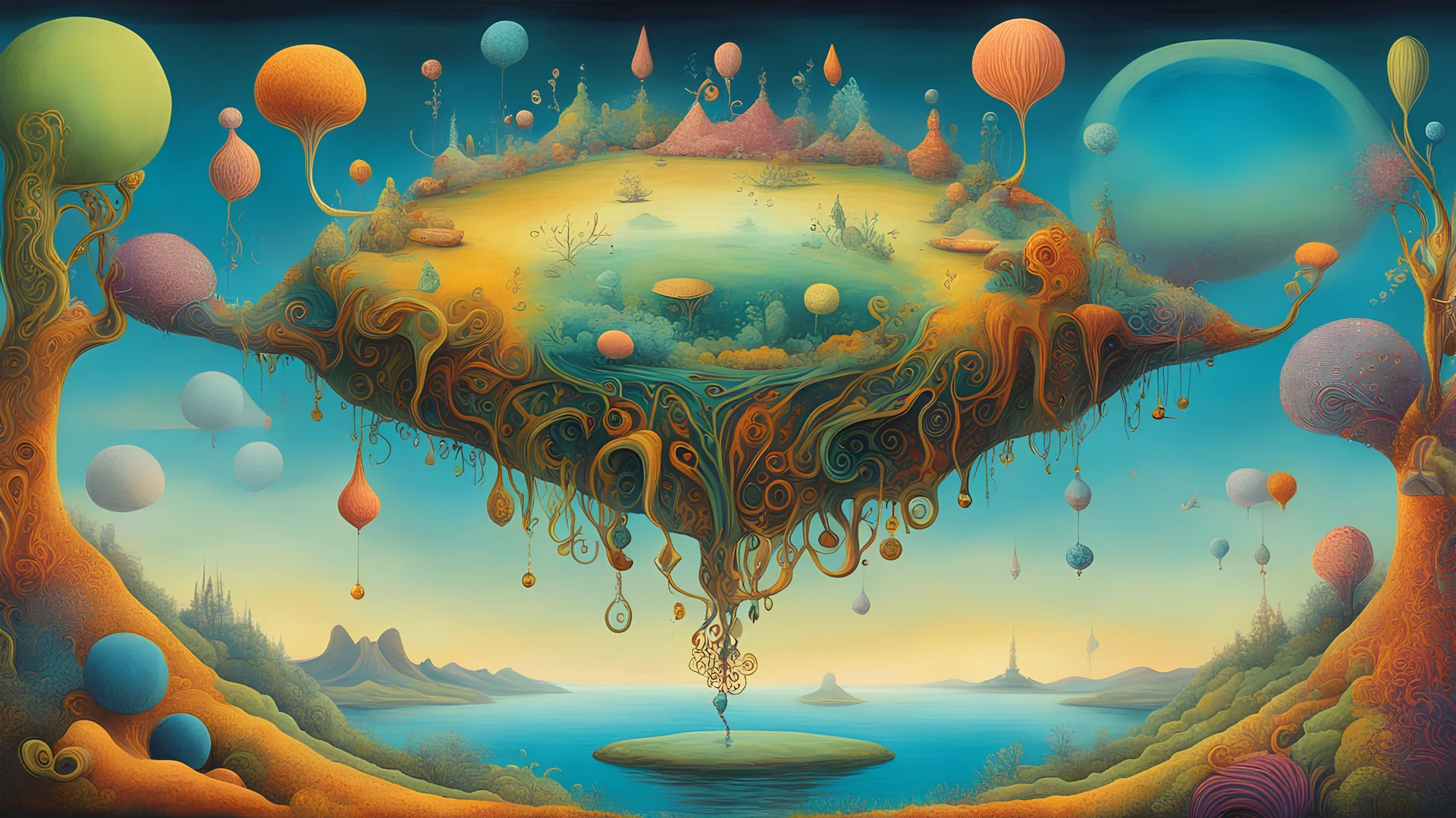 A surrealistic illustration of a mystical creature known as a "Trick Consultation Buttock Obstacle," featuring vibrant colors, whimsical forms, and intricate details reminiscent of Salvador Dali's style. The creature should be surrounded by a dream-like environment with floating elements and surreal landscapes