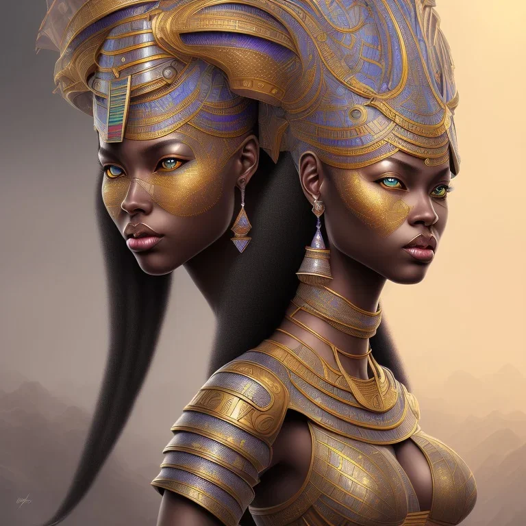 sango fantasy, fantasy magic, intricate, sharp focus, illustration, highly detailed, digital painting, concept art, matte, masterpiece head sexy African beauty black afro hair earth lady silver tiger head Egyptian princess pyramid