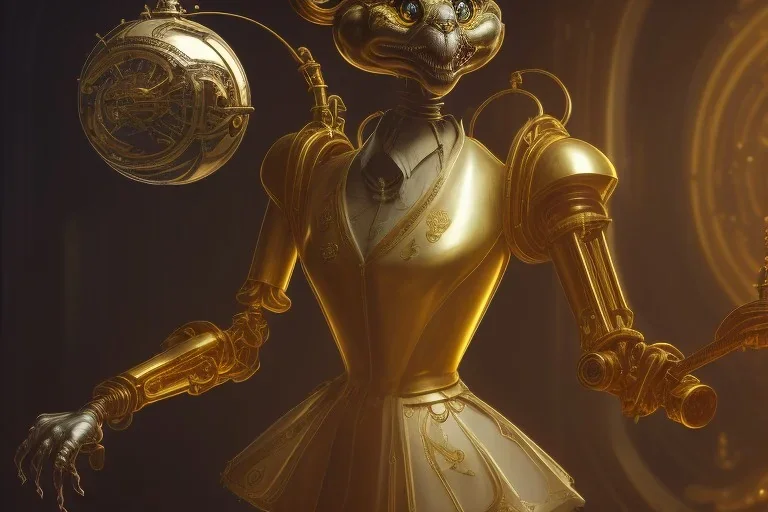 concept art of a giant mechanical clockwork marionette made of brass and gold in a dark moody interior, puppet, ornate, engraved highly detailed, fantasy, render, digital painting, trending on artstation, illustration, in the style of piotr jablonski, artgerm and greg rutkowski, dishonored, arkane lyon