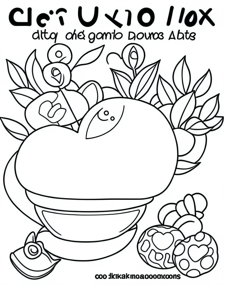 outline art for bold and easy coloring pages with A very simple and super minimal design featuring a bowl of realistic fruit on a table., white background, sketch style, fully body, only use outline, cartoon style, clean line art, white background, no shadows and clear and well outlined