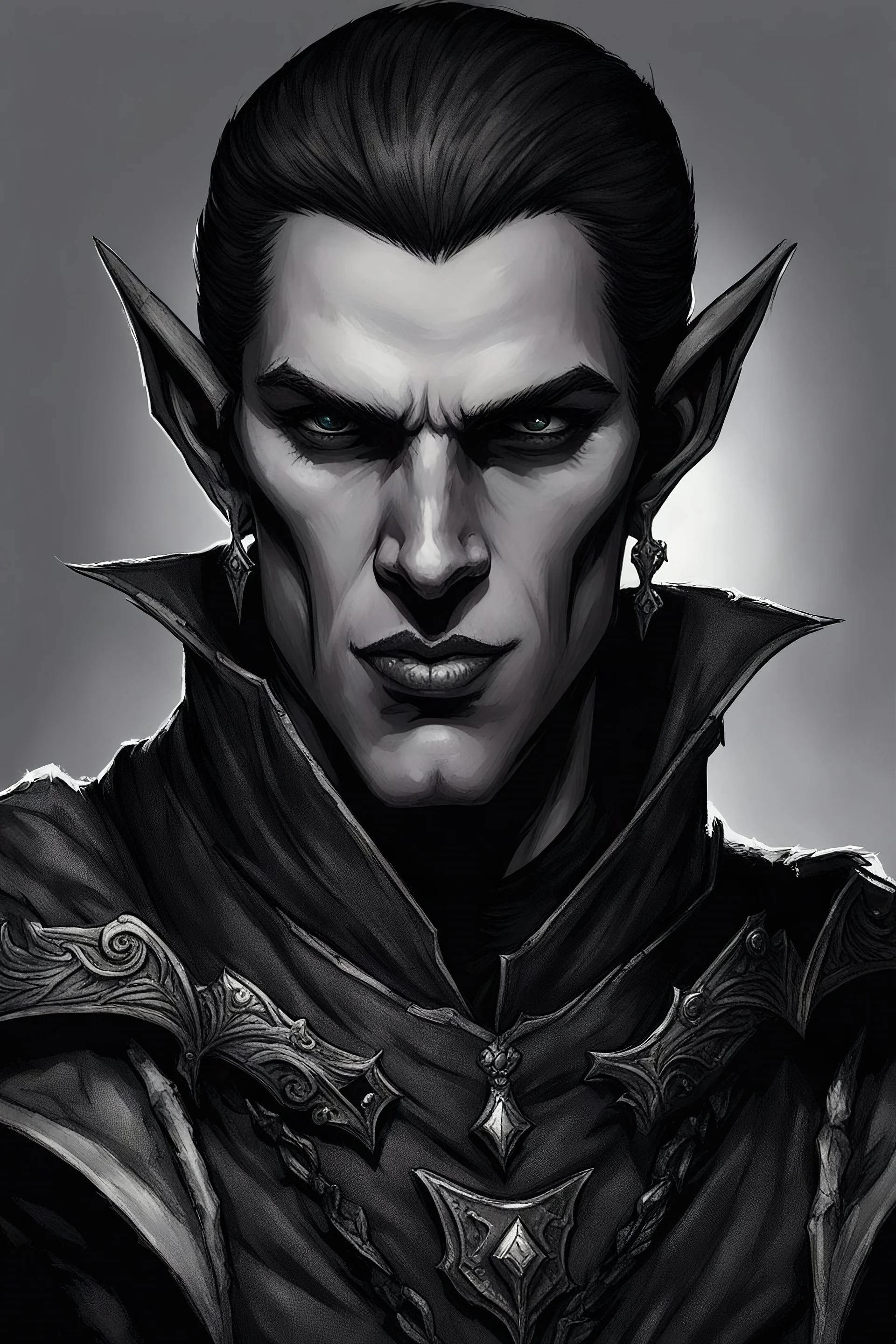 DnD fantasy portrait male half elf vampire spawn