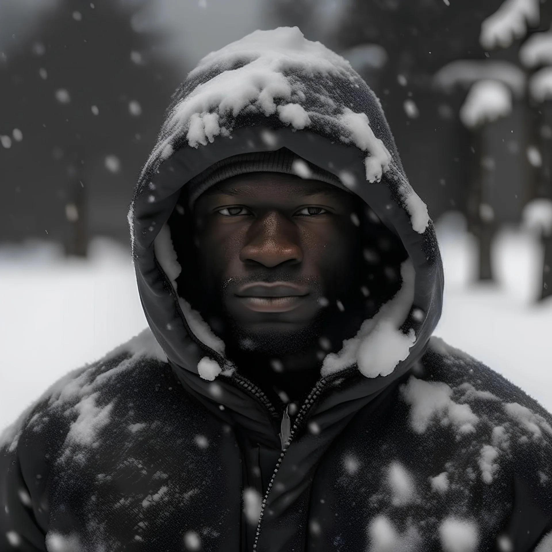 Schwarze person im Schnee