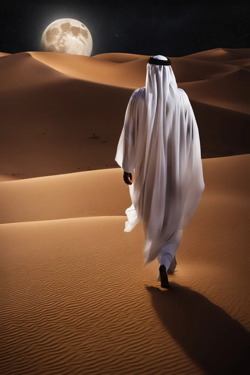 Photography Mistery of Ghost Arabian,Walking alonely on desert dark night