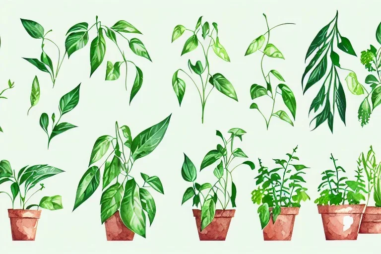 vector plants and herb set illustration. watercolor