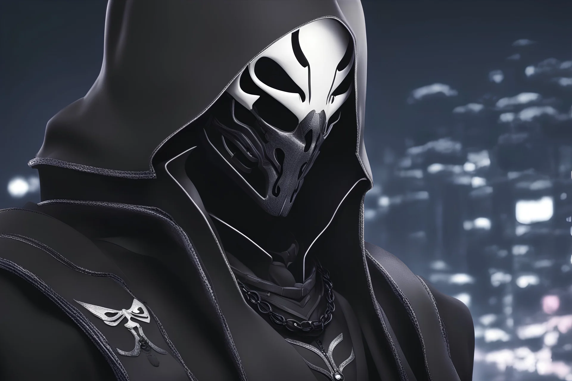 Reaper in 8k nier automata drawing style, venom them, cinematic mood, neon effect, close picture, bones, highly detailed, high details, detailed portrait, masterpiece,ultra detailed, ultra quality