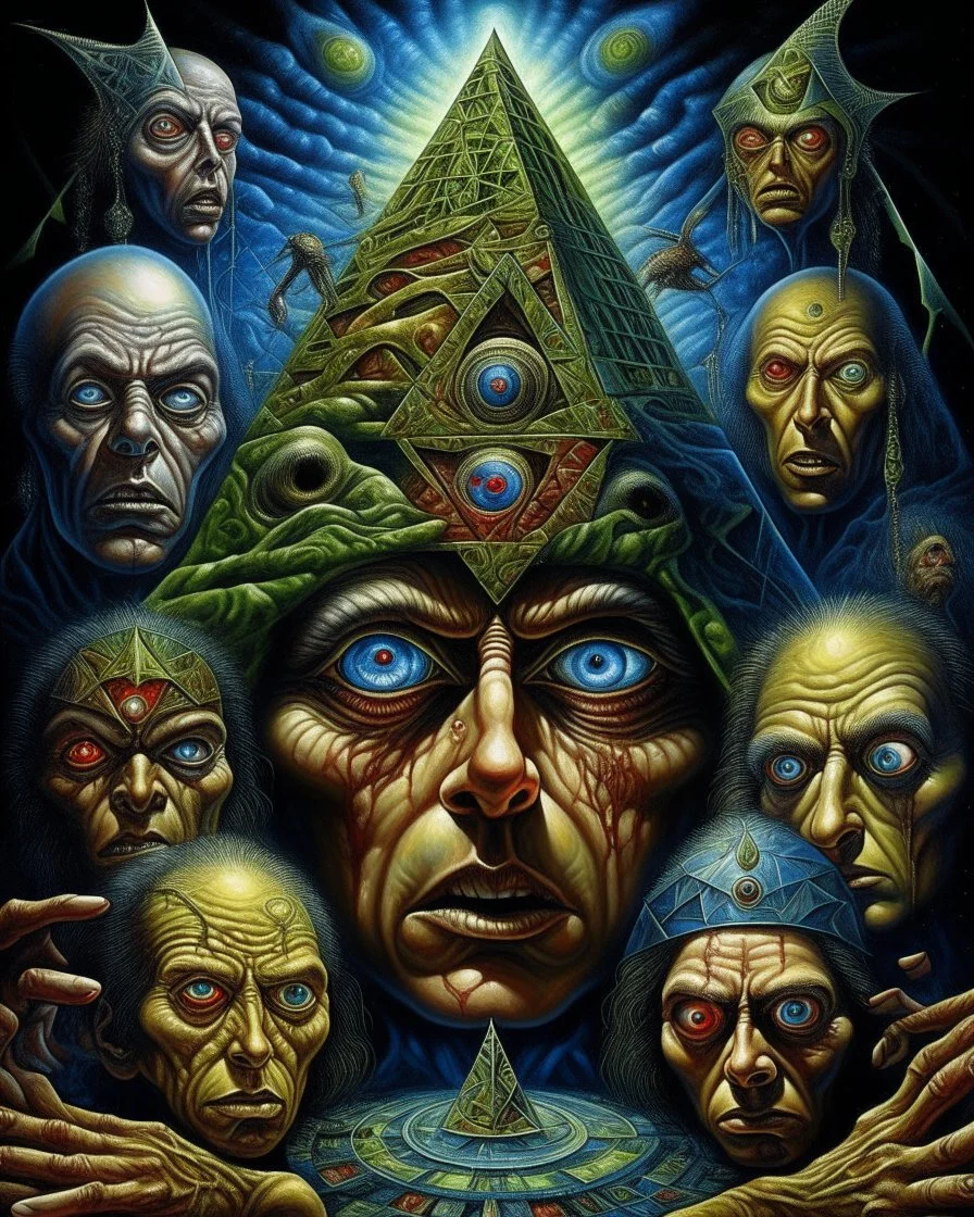 Illuminati is the machine. Faces. Scared man. Group of eyes. Brutalist framework building. People from the deep. H r. Giger machines. Modifiers: Award winning photography oil on canvas dynamic lighting imperial colors quilling Marc Chagall Boris Vallejo Beksiński Stained Glass Horror themed By Dan Witz Stephen Gammell Rosina Wachtmeister Alfred Henry Maurer Inspired by Hope Gangloff oil on canvas