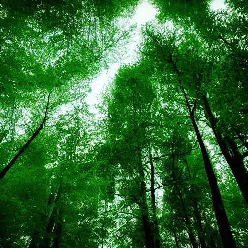 green trees against a stary sky