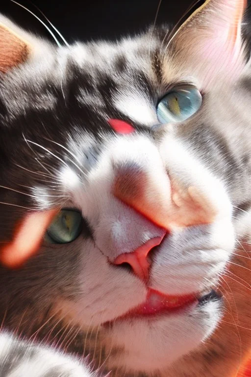 2d portrait of a cat footprint, Black hair