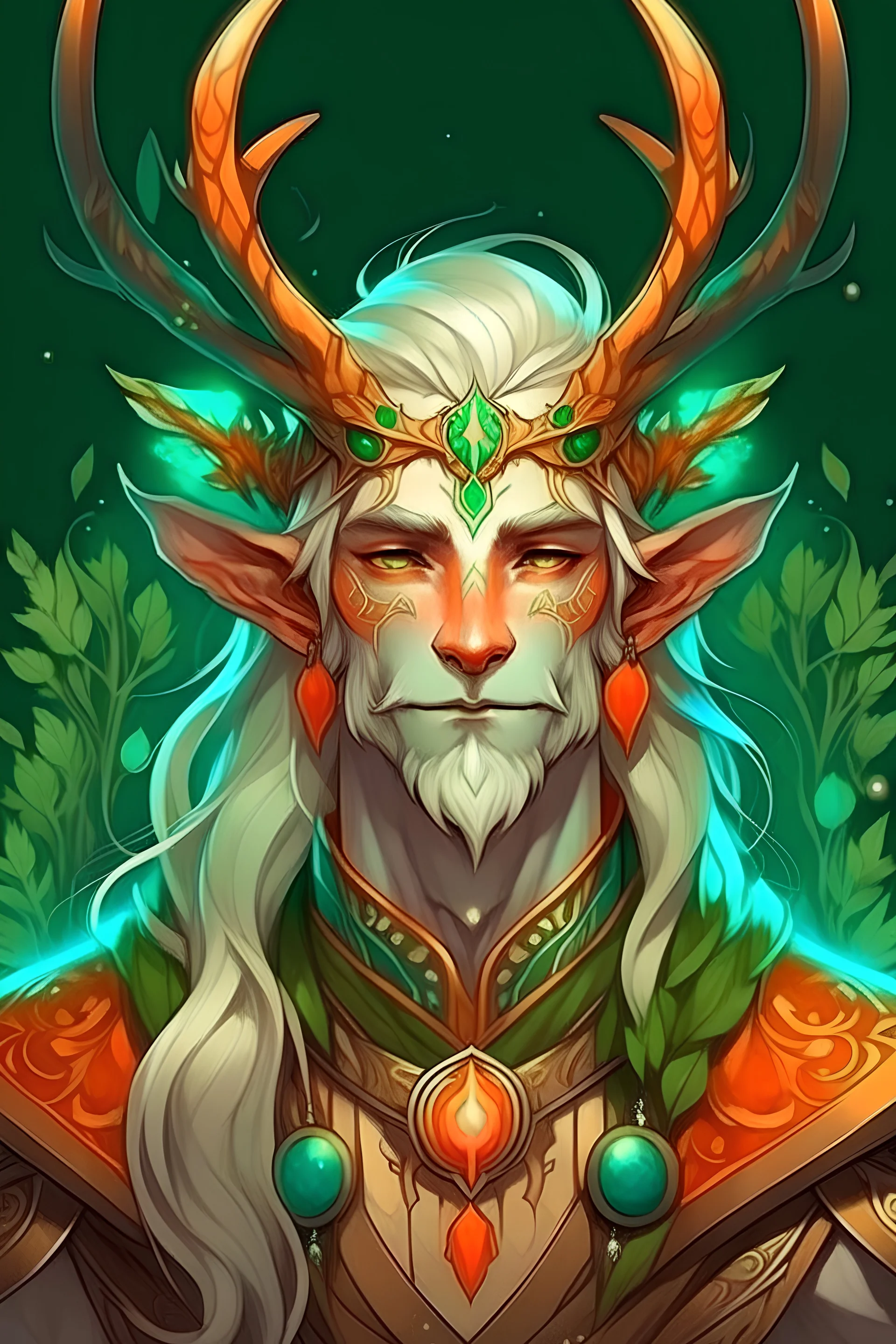 (green hair), elf, masculine