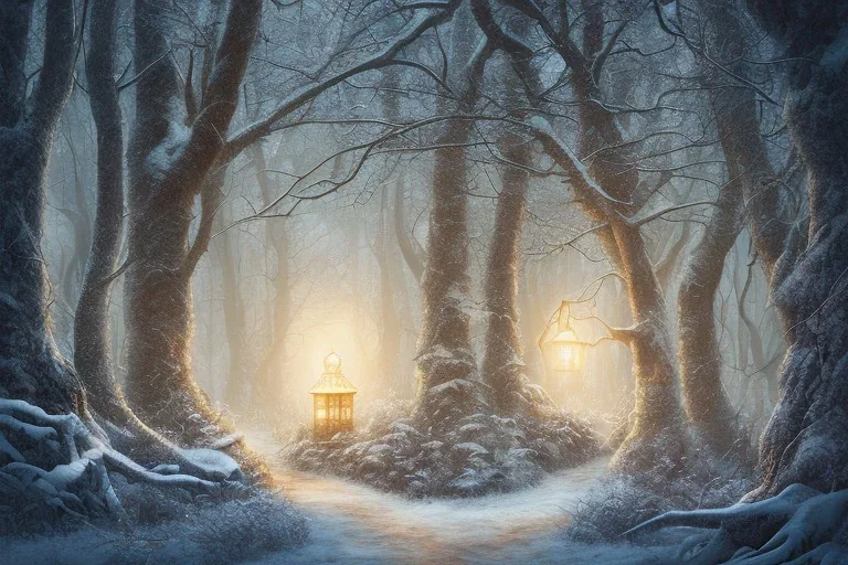 FOREST LANTERN WINTER PATH FALL