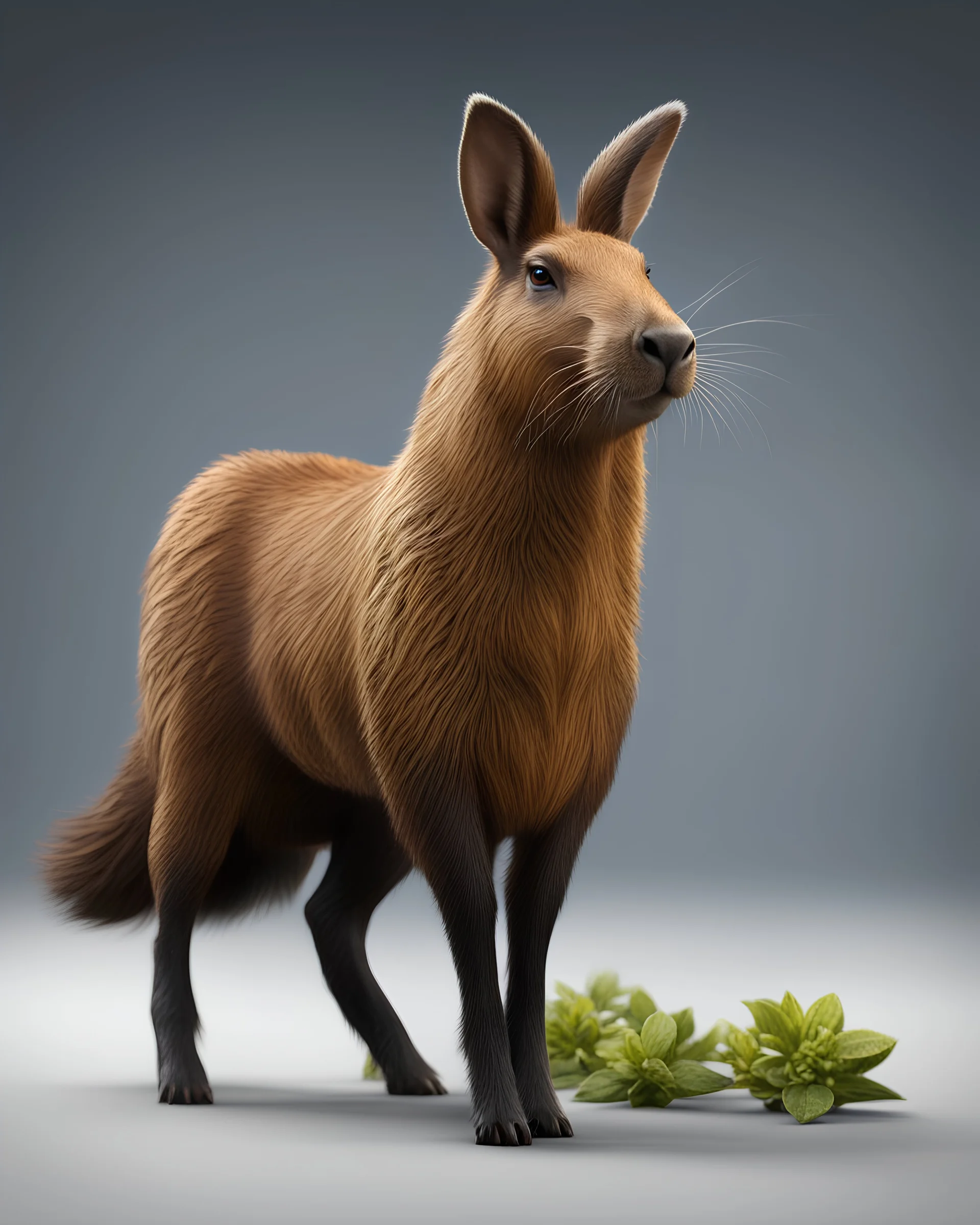 tabletop role-playing miniature of a hare-horse-capybara-hybrid. full body. concept art in the style of william morris dante Gabriel rosetti phillipe druilett. hyperrealism 4K ultra HD unreal engine 5 photorealism.
