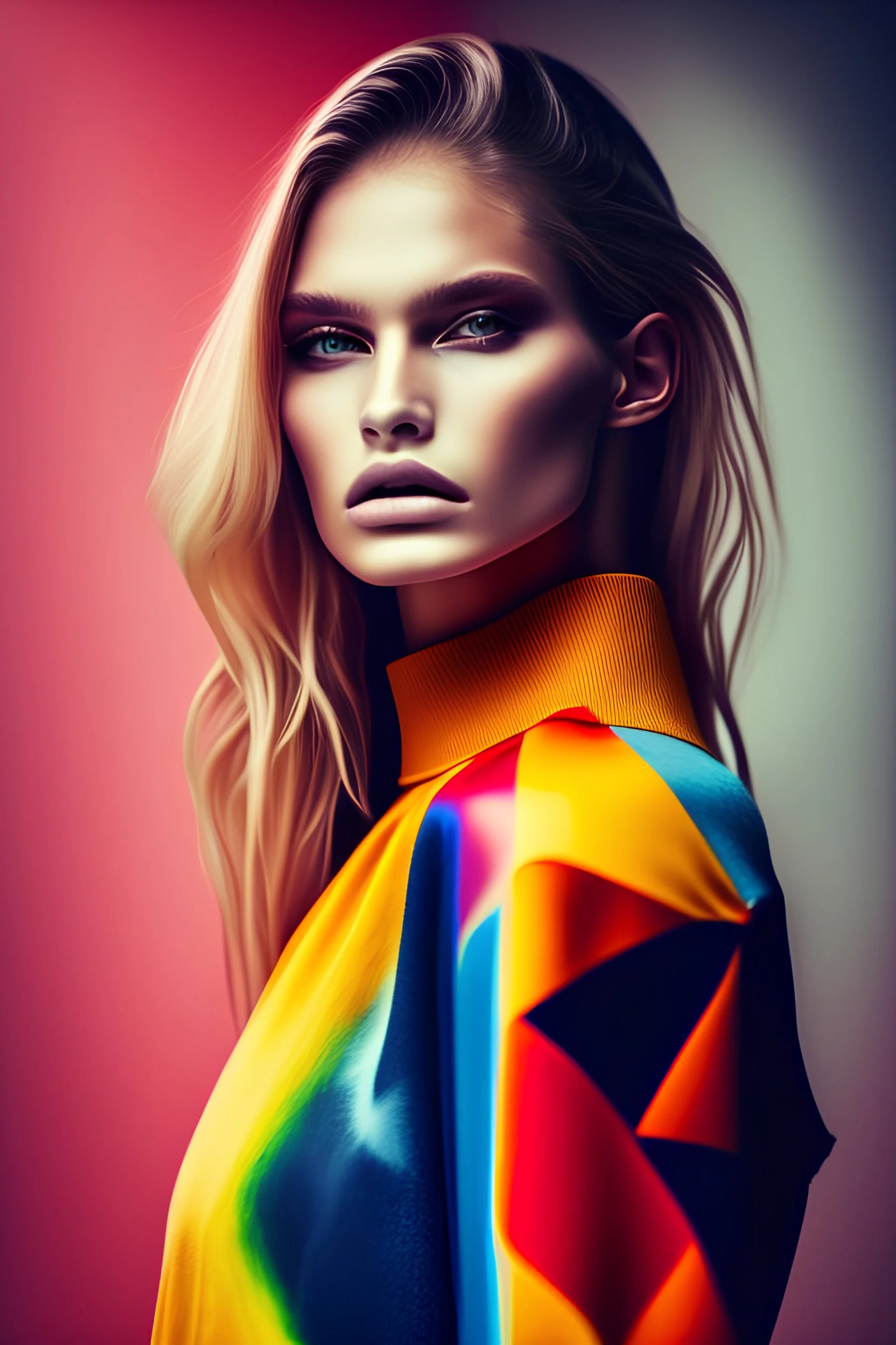 portrait of female fashion model abstract background cinematic