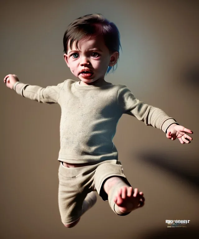 picasso toddler, full body, jump, dramatic lighting, hyper realistic