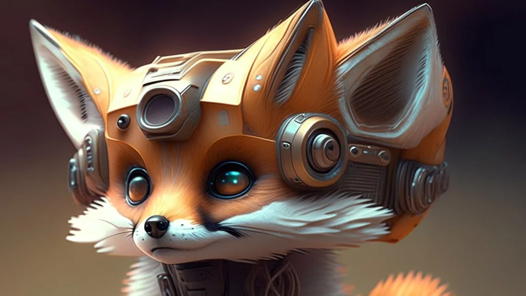 a sci-fi cute little fox head