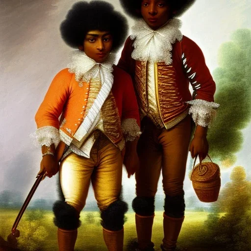 wealthy African American young brothers by Jean-Antoine Watteau