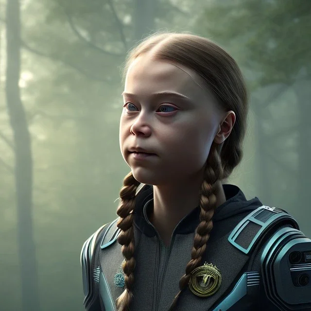  Greta Thunberg portrait octane render, Borg