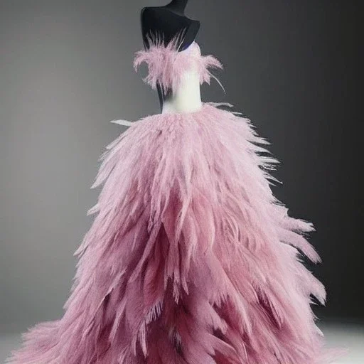 dress made out of feathers and tulle, stunning colors, beautiful lighting, delicate composition, aesthetic, ballerina, ballgown