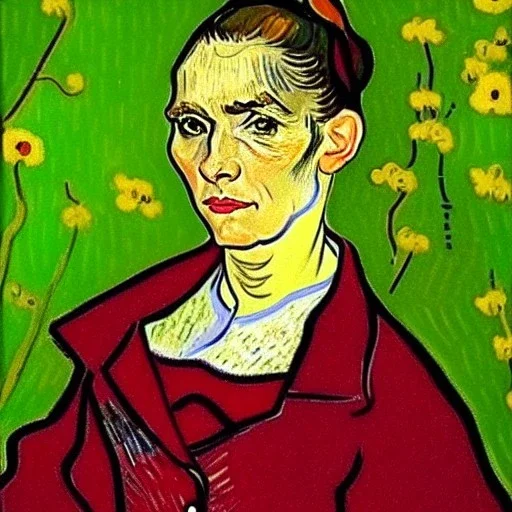 Retrato de un mujer muy guapa de 43 años de nombre Gemma Arnau Arnau de estilo Vincent van Gogh