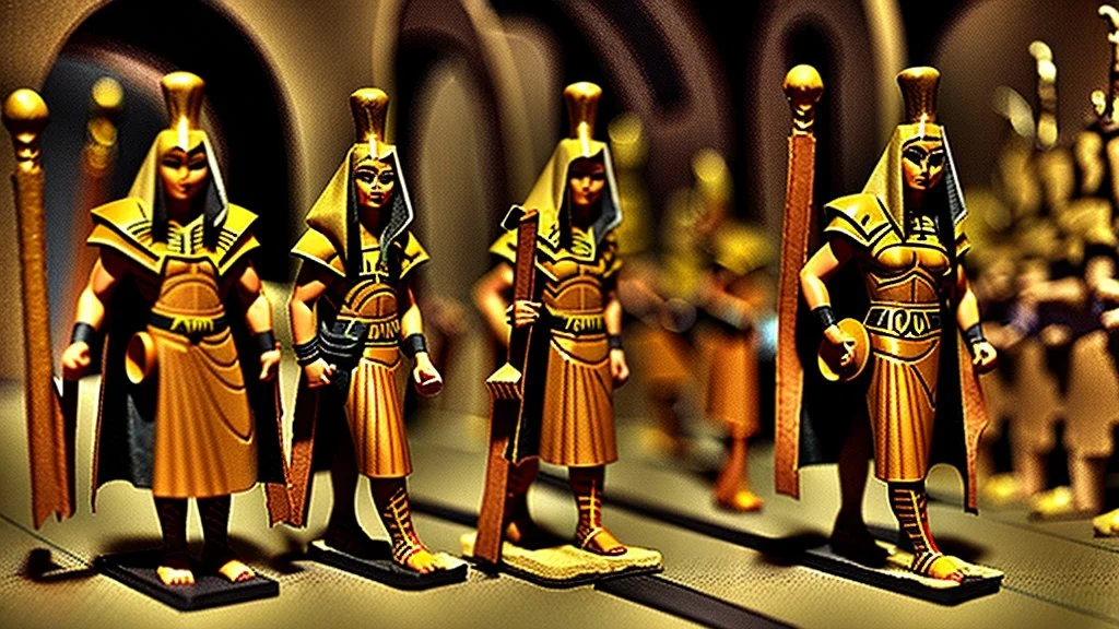 Pharaoh soldiers emerge from inside leather bags