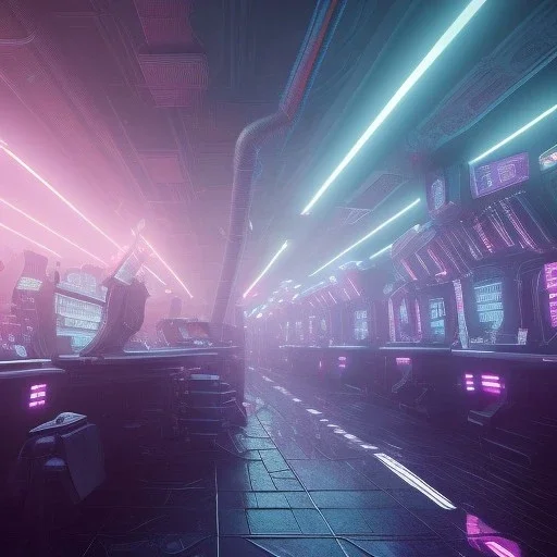 afterlife in the digital void, thriller vibe, 4k, moody cinematic lighting, realistic, highly detailed, blade runner style, blue and purple, highly detailed, conceptual art, volumetric, octane render, unreal engine,