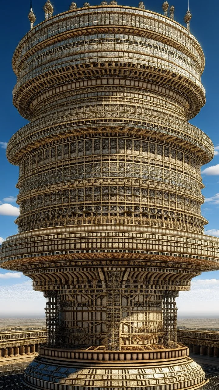 A tower on an airship designed in Roman mosaics