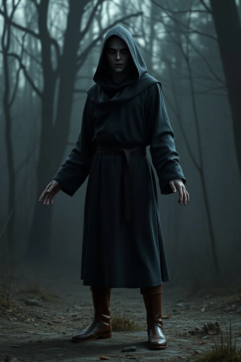 young russian monk for a horror , silent hill style, 3d model, t-pose, full length