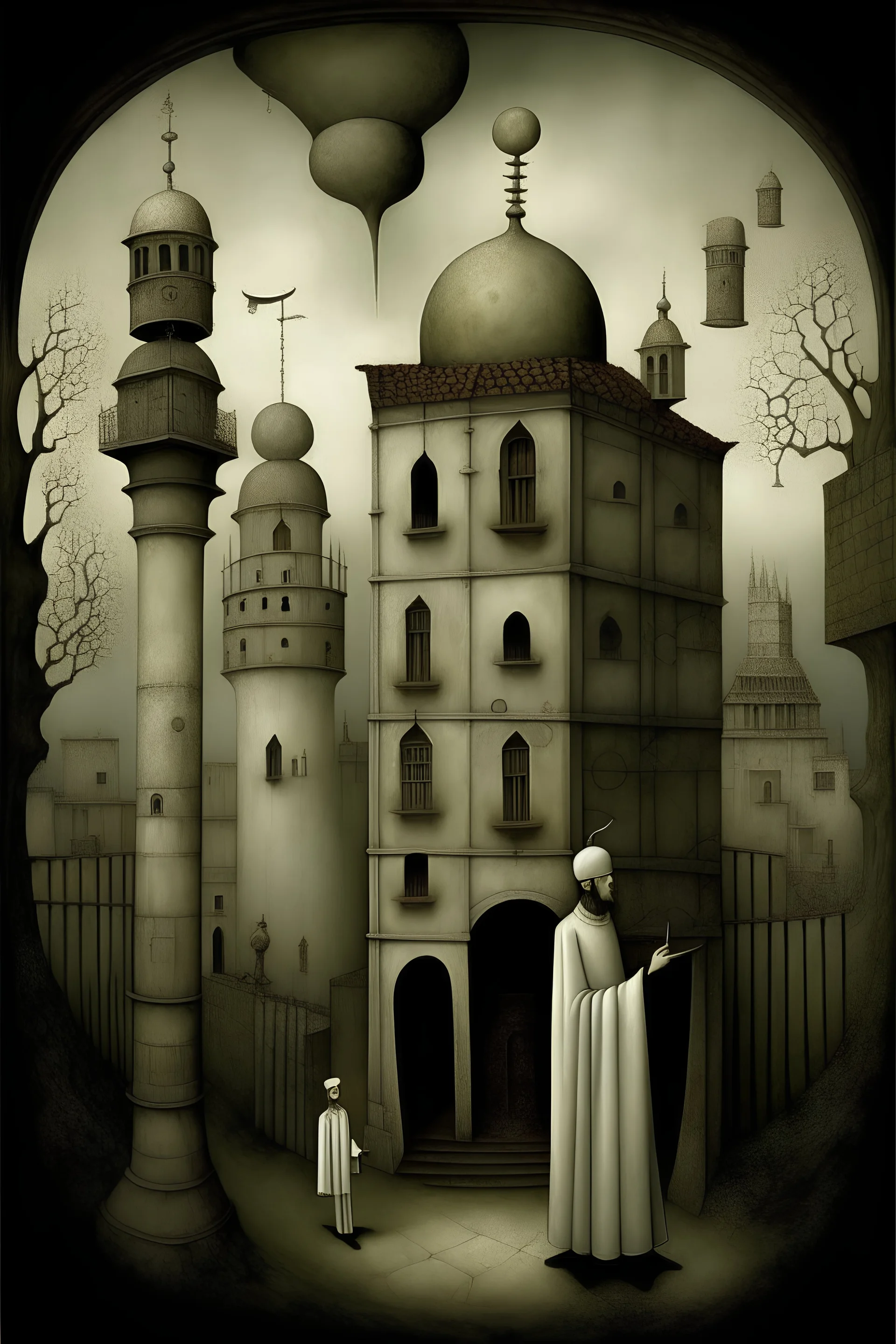 Neo Surrealism, by Gabriel Pacheco and Max Ernst, painting a Ruins of Byzantine Constantinople , fantasy Victorian art, magical realism bizarre art, pop surrealism, whimsical art.