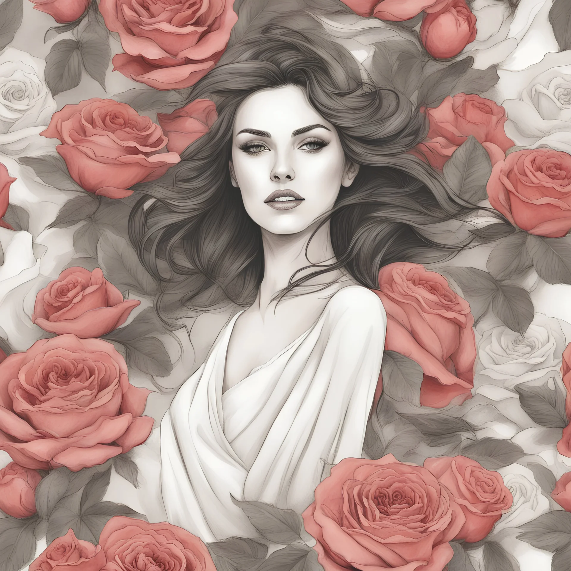 Gorgeous woman with roses