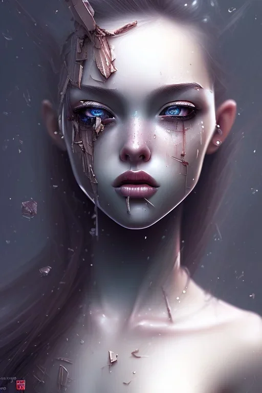 Girl, close up, depressing atmosphere, falling apart