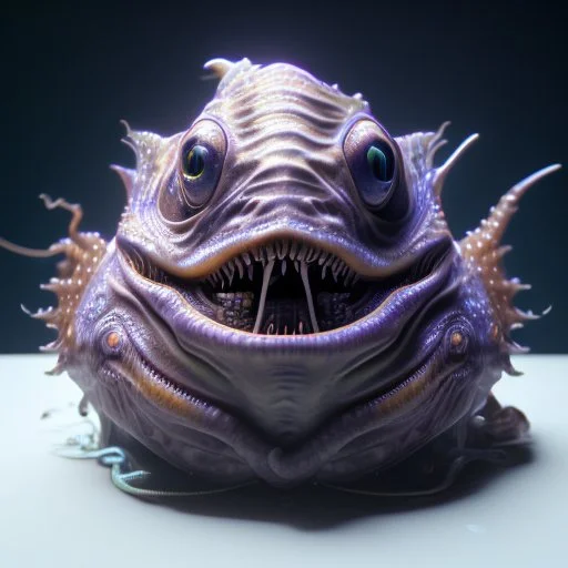 fluid ink angler fish creature, unreal engine 5, 8k resolution, photorealistic, ultra detailed