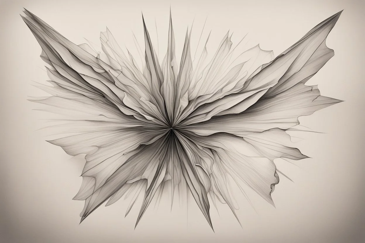 Она аккуратно развернула пергамент, который смяла в руках. На нём, рядом с каплями чернил и неловкими линиями, угадывались два переплетённых контура — один острый и угловатый, похожий на кристалл или звёздную вспышку, другой — более плавный, похожий на крыло или падающий лепесток. Они были соединены в центре чем-то, напоминающим одновременно и сердце, и маленькое солнце.