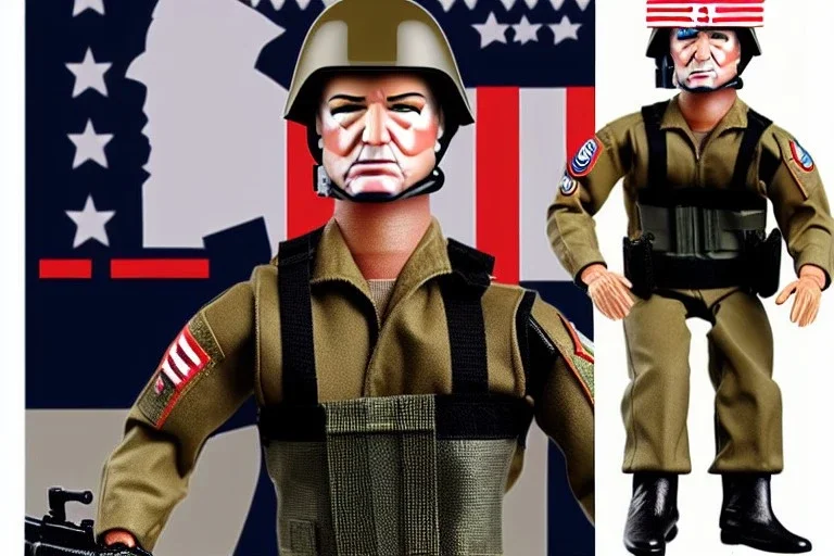 G.I. Joe doll soldier nylon Donald Trump, gun,boots, helmet, Trump facial detail,trump